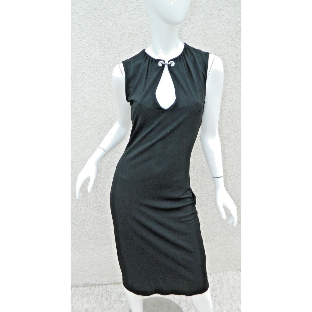 MAX MARA ‎ Pianoforte Dress Size Medium Black Keyhole Metal Detail MADE IN ITALY